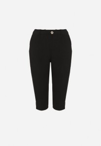 Czarne Spodnie Capri z Bawełną i Wysokim Stanem Galirosa