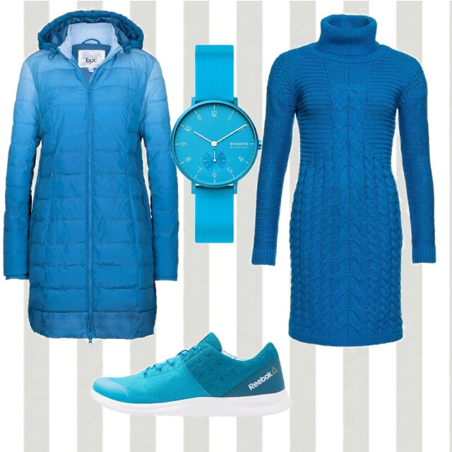 Stylizacja z zimową sukienką swetrową