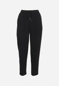 Czarne Spodnie Luźne z Kieszeniami i Gumką w Talii oraz Sznurkiem Enivia