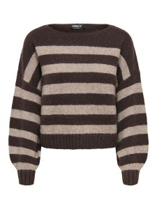 ONLY Sweter w kolorze ciemnobrązowo-beżowym rozmiar: S