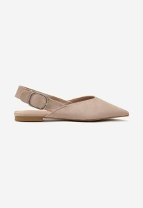 Ciemnobeżowe Sandały Vices Typu Slingback z Wkładką ze Skóry Naturalnej Rallora