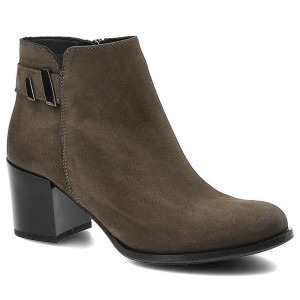 Botki damskie Gamis, nubuk rozpinany z boku i na klocku, zielone, 3512-K7