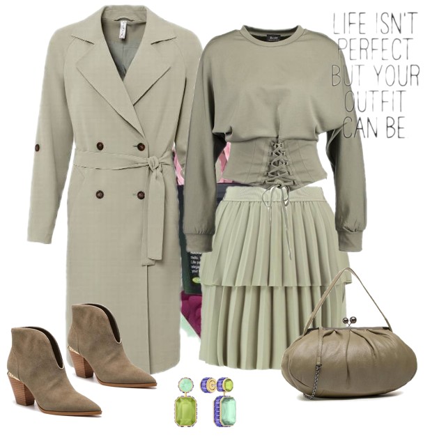 Casual smart w tonacji khaki