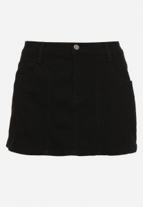 Czarne Szorty Jeansowe Imitujące Spódniczkę z Przodu Ferisia