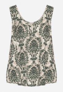 Zielono-Beżowa Bluzka z Bawełny ze Wzorem Boho Napolea