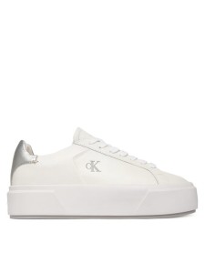 Calvin Klein Sneakersy Flatform Lace Up Lth Met YW0YW01929 Biały