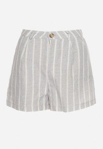 Szare Szorty w Pionowe Paski z Wysokim Stanem Vikitta