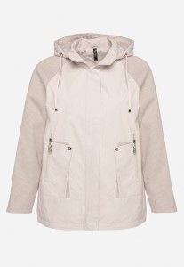 Jasnobeżowa Kurtka Wiatrówka z Odpinanym Kapturem i Ściągaczami Arseli