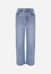 Niebieskie Bawełniane Jeansy High Waist z Szerokimi Nogawkami Zaeherris