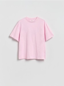 Bawełniany t-shirt oversize - pastelowy róż