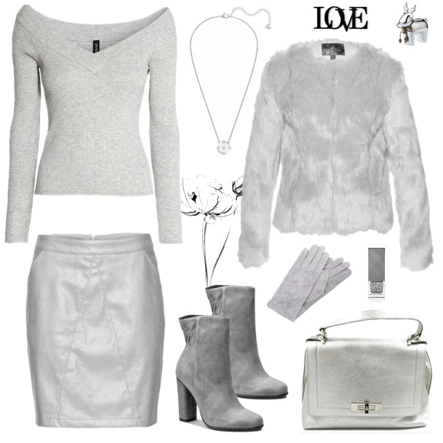 Srebrny total look na zimę