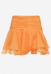 Pomarańczowa Marszczona Spódnica Zdobiona Falbanami z Podszewką w Kształcie Szortów Nitriella