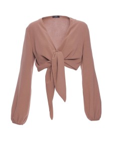 made of emotion Bluzka w kolorze jasnobrązowym rozmiar: M