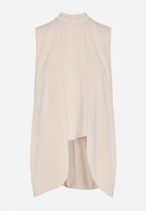 Beżowa Asymetryczna Bluzka z Dłuższymi Bokami Fadeleira