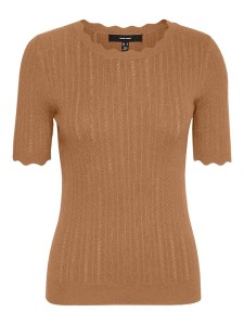 Vero Moda Koszulka "Vmkaris" w kolorze jasnobrązowym rozmiar: XL