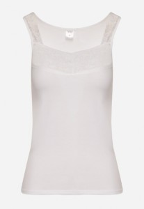 Biały Top z Bawełny Ozdobiony Koronkową Wstawką Arithara