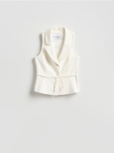 Kamizelka z wiązaniem w talii - biały